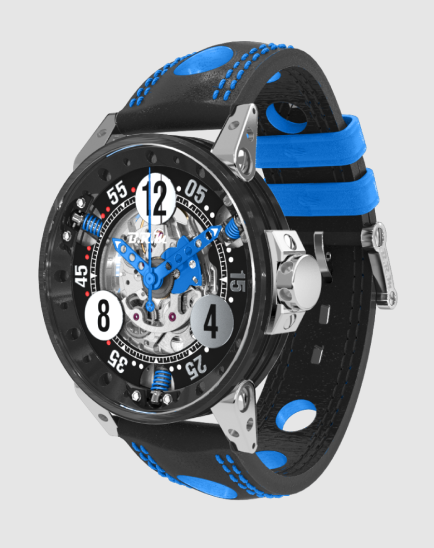 Review High Quality B.R.M Replica Watches For Sale BRM Racing V6-44-SA Medium Blue Skeleton